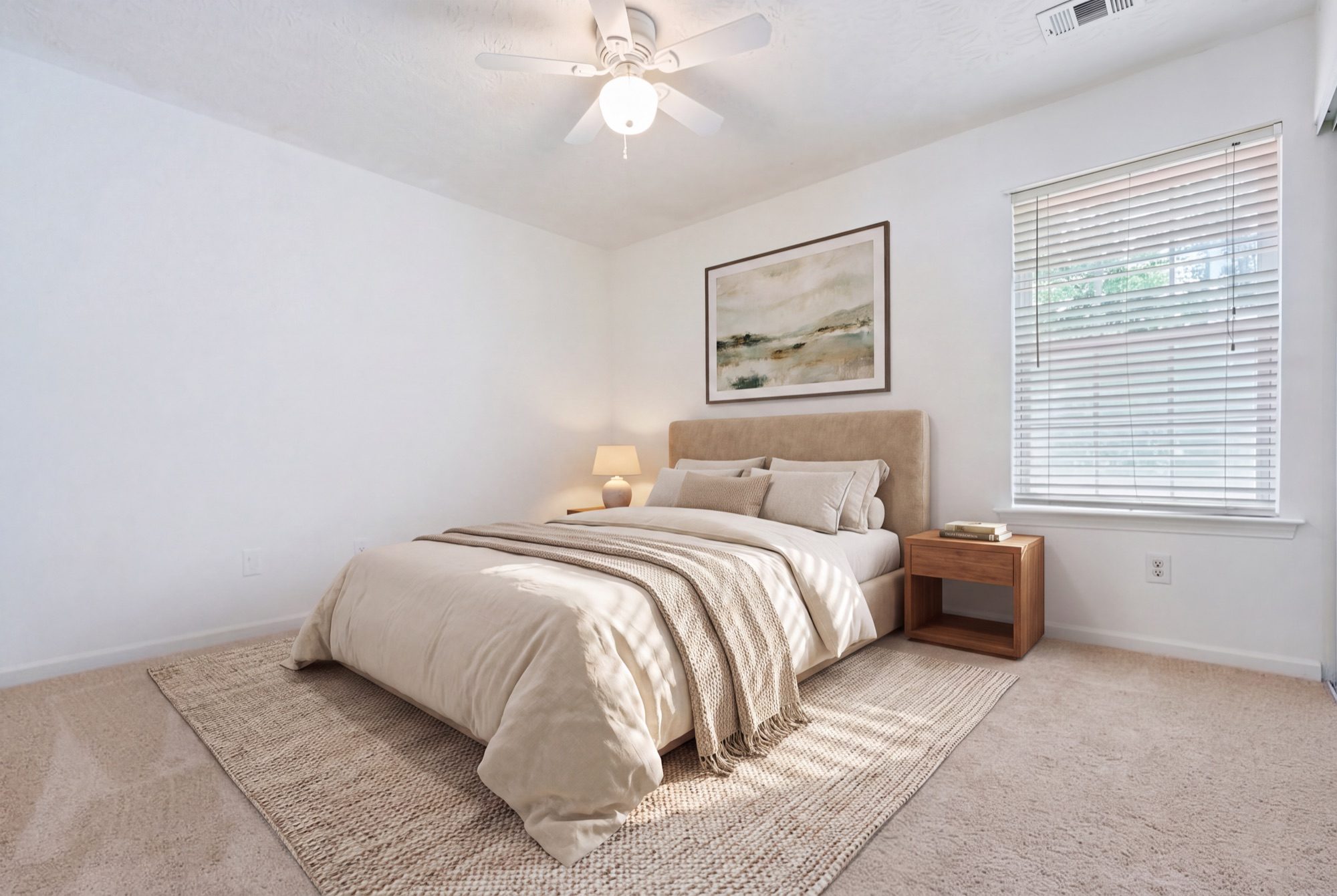 AI-staged bedroom, furnished